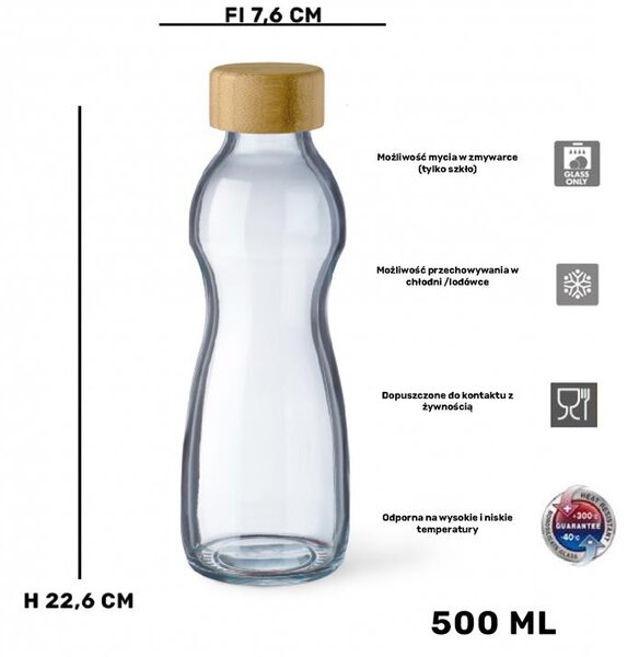 SIMAX PURE SKLENĚNÁ LÁHEV 500ML BAMBUSOVÉ VÍKO