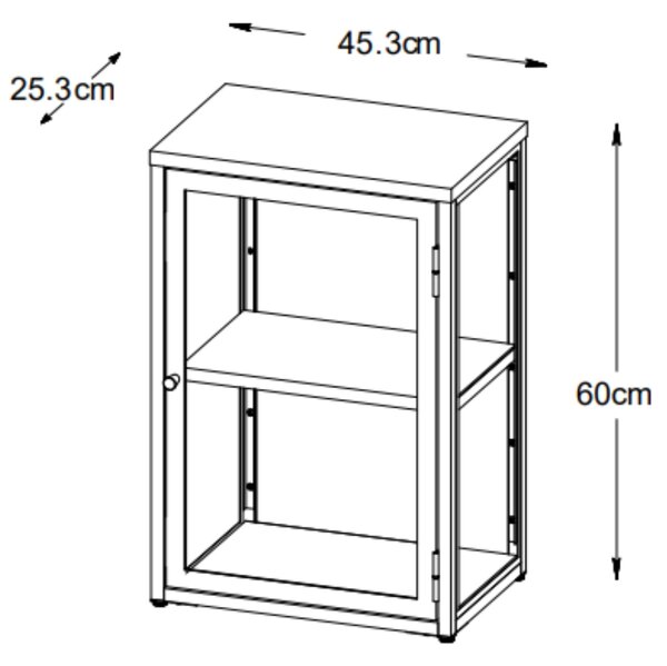 Unique Furniture Kovová nástěnná vitrína Carmel 60 x 45 cm