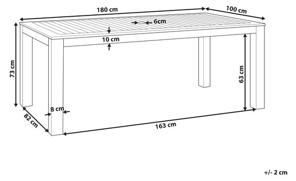 Zahradní jídelní stůl TUSCANIA 180 cm 100 cm Eukalyptové dřevo Tmavě hnědá