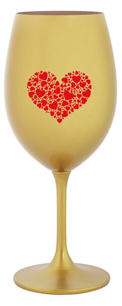 SRDCE - zlatá sklenice na víno 350 ml