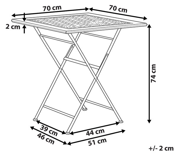 Bistro stolek BORMIO 70 cm 70 cm Kov Černá