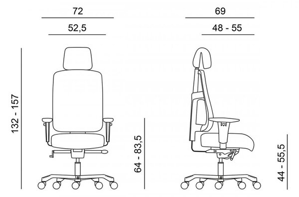 Ergonomická zátěžová židle BOSTON 24/7 — látka, černá, nosnost 200 kg
