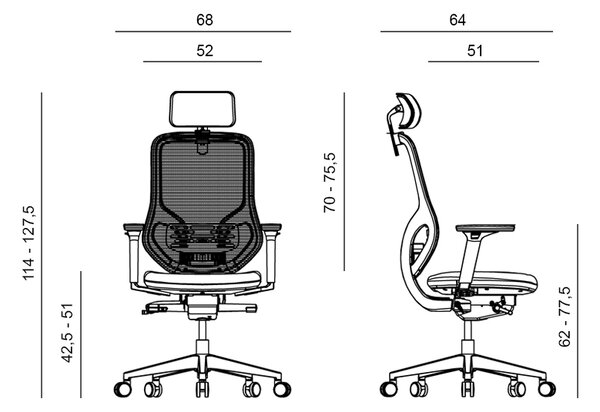 Kancelářská ergonomická židle ATOMIC — látka / síť, černá, nosnost 130 kg