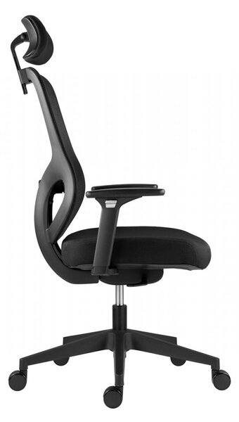 Kancelářská ergonomická židle ATOMIC — látka / síť, černá, nosnost 130 kg
