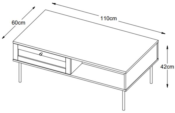 Unique Furniture Černý konferenční stolek Pensacola 110 x 60 cm
