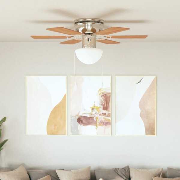 Ozdobný stropní ventilátor se světlem 82 cm světle hnědý