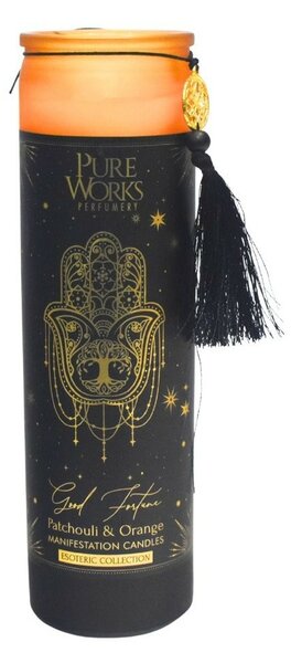 Arome Organická svíce 300 g v barevné vysoké sklenici se střapcem, Patchouli&Orange