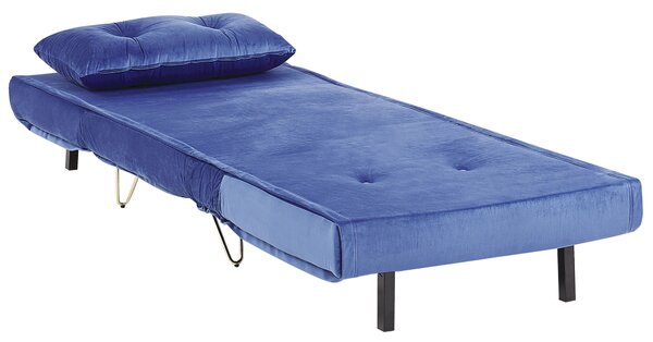 Rozkládací pohovka pro jednoho VESTFOLD Umělý samet Námořnická modrá