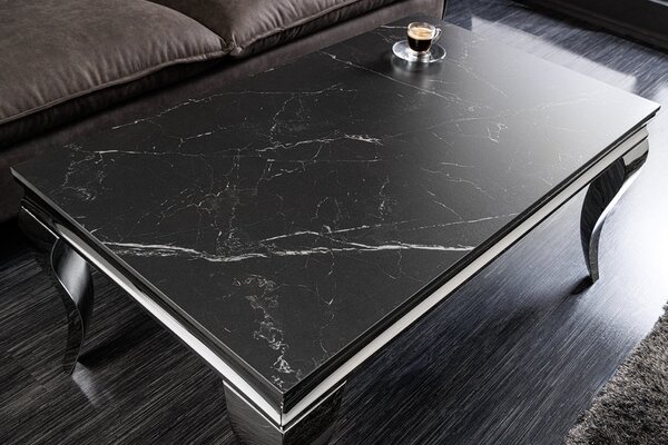 Designový konferenční stolek Rococo 100 cm černý / stříbrný