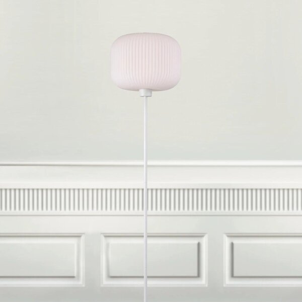 Nordlux Opálově bílá skleněná stojací lampa Milford 139,4 cm