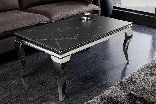 Designový konferenční stolek Rococo 100 cm černý / stříbrný