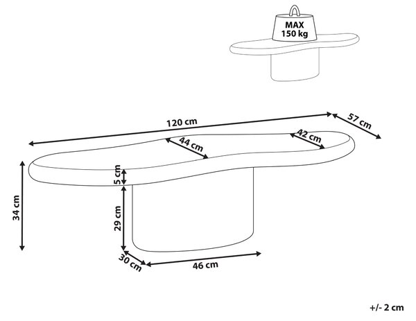 Konferenční stolek CONZA 57 cm 120 cm Černá
