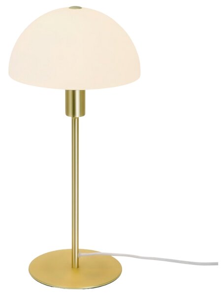 Nordlux Opálově bílá skleněná stolní lampa Ellen s mosaznou podstavou