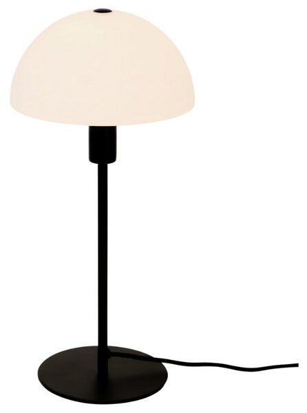 Nordlux Opálově bílá skleněná stolní lampa Ellen s černou podstavou