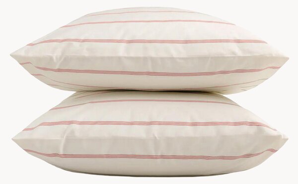 Sada povlaků na polštáře z bavlněného perkálu Cream + Antique Pink Stripes, 2 díly