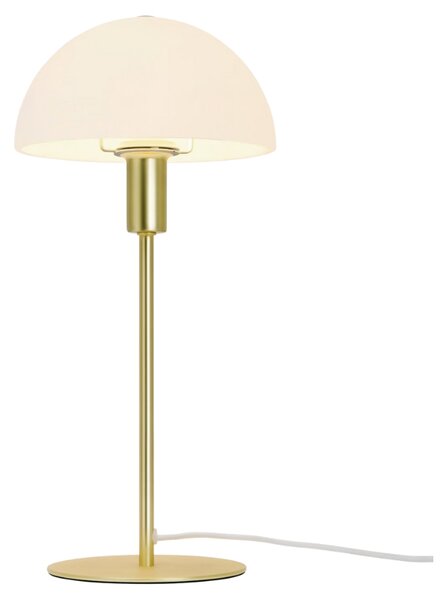 Nordlux Opálově bílá skleněná stolní lampa Ellen s mosaznou podstavou