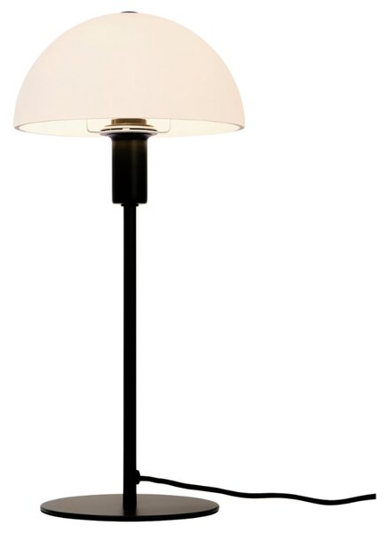Nordlux Opálově bílá skleněná stolní lampa Ellen s černou podstavou