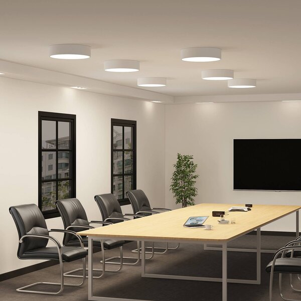 Arcchio LED stropní svítidlo Noabelle, Ø 40 cm, bílé, kovové, stmívatelný, Bílá / opál, Kuchyň, kov, Moderní