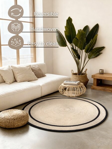Koberec Hanse Home LINA přírodní / sloní kost / černý kruh