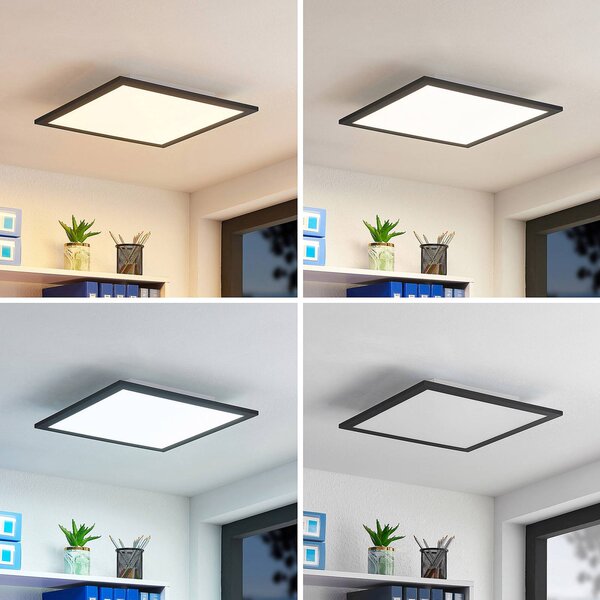 Lindby LED panel Nelios, 40 x cm, černý, kovový, stmívatelný, Černá, Kuchyň, Hliník, Moderní