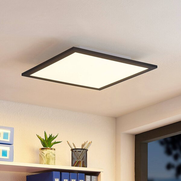 Lindby LED panel Nelios, 40 x cm, černý, kovový, stmívatelný, Černá, Kuchyň, Hliník, Moderní