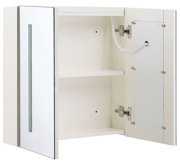 Nástěnná zrcadlová skříňka do koupelny LED CHABUNCO 60 cm 60 cm Bílá
