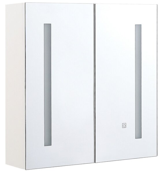 Nástěnná zrcadlová skříňka do koupelny LED CHABUNCO 60 cm 60 cm Bílá