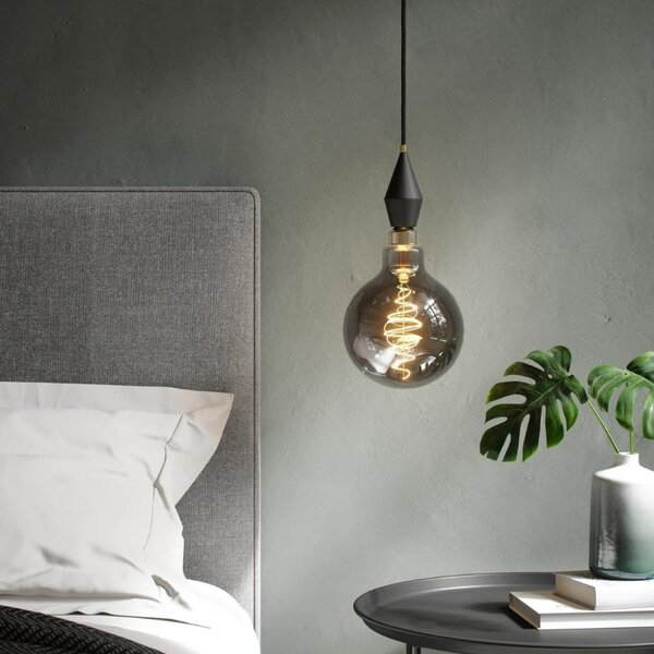 Nordlux Kouřově šedá dekorativní stmívatelná LED žárovka Spiral Deco Globe E27 8,5W
