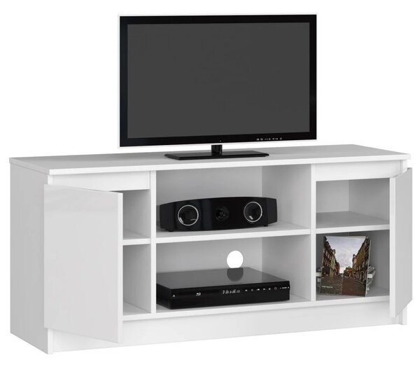 TV stolek YMARIN - bílý / bílý lesklý
