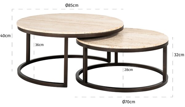 Richmond Set kamenných konferenčních stolků Avalon 85/70 cm