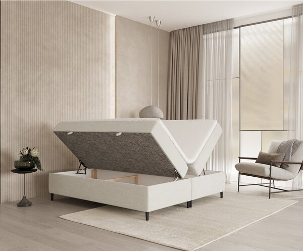 Krémová boxspring postel s úložným prostorem 160x200 cm Araya – Maison de Rêve