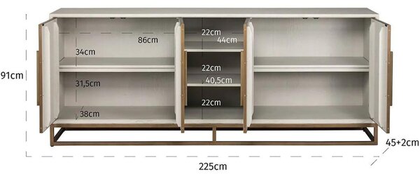 Richmond Dubová komoda Whitebone 225 x 47 cm