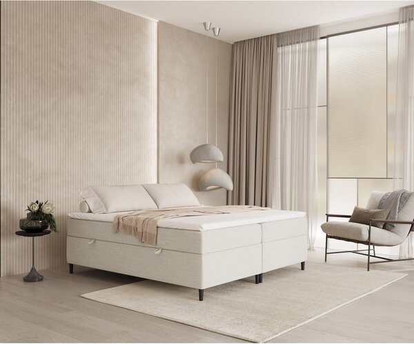 Krémová boxspring postel s úložným prostorem 160x200 cm Araya – Maison de Rêve