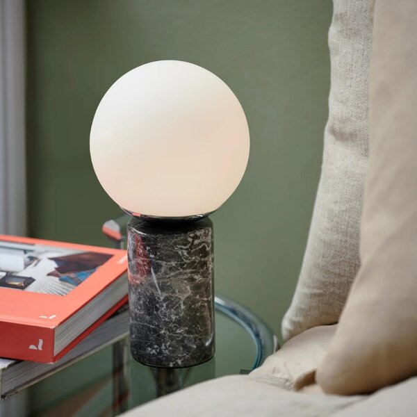 Nordlux Opálově bílá skleněná stolní lampa Lilly s šedou podstavou
