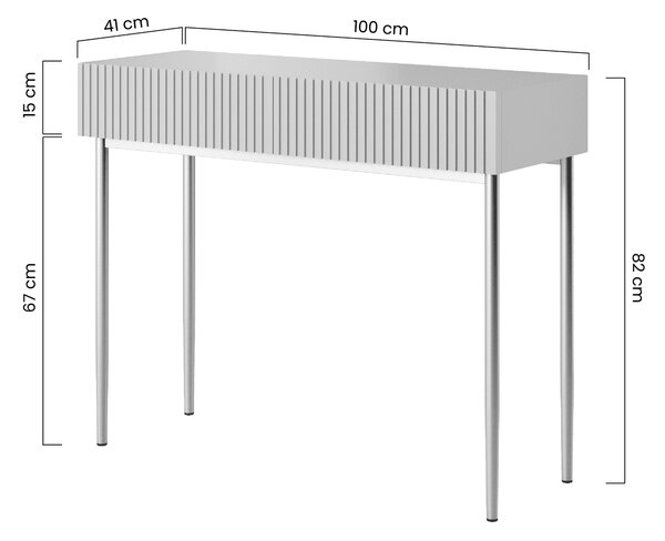 Psací stůl Nicole 100 cm se zásuvkami - bílý mat / zlaté nožky