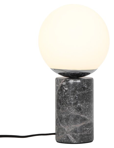 Nordlux Opálově bílá skleněná stolní lampa Lilly s šedou podstavou