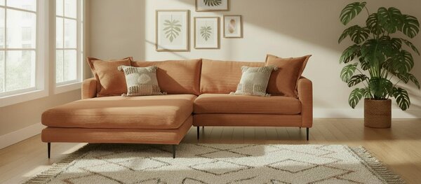 ROHOVÁ SEDAČKA, textil, terracotta P & B - Sedací soupravy, Online Only