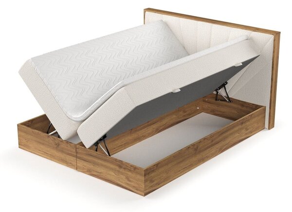Boxspring postel s úložným prostorem v krémovo-přírodní barvě 140x200 cm Asahi – Maison de Rêve