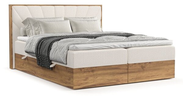 Boxspring postel s úložným prostorem v krémovo-přírodní barvě 140x200 cm Asahi – Maison de Rêve