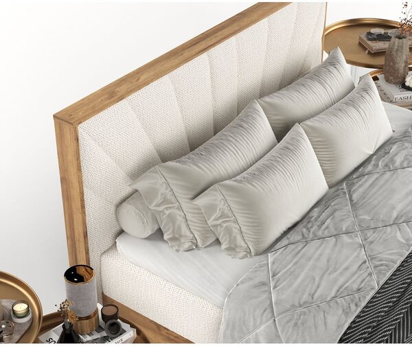 Boxspring postel s úložným prostorem v krémovo-přírodní barvě 140x200 cm Asahi – Maison de Rêve