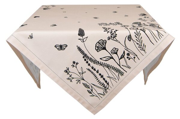 Béžový bavlněný ubrus s květinami Flora And Fauna - 130*180 cm - Clayre & Eef