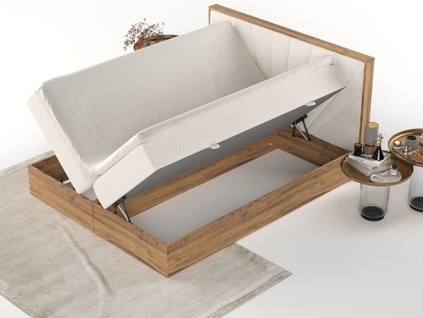 Boxspring postel s úložným prostorem v krémovo-přírodní barvě 140x200 cm Asahi – Maison de Rêve