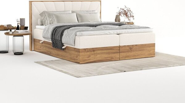 Boxspring postel s úložným prostorem v krémovo-přírodní barvě 140x200 cm Asahi – Maison de Rêve