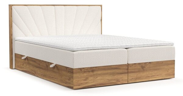 Boxspring postel s úložným prostorem v krémovo-přírodní barvě 140x200 cm Asahi – Maison de Rêve