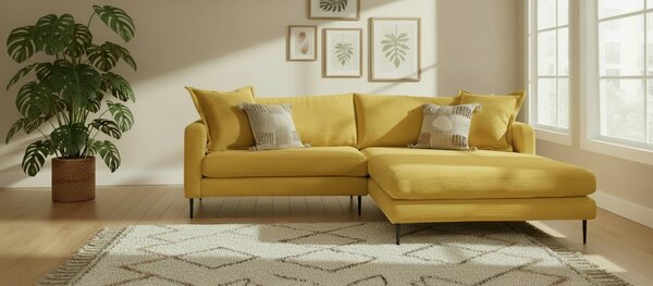 ROHOVÁ SEDAČKA, textil, hořčicově žlutá P & B - Sedací soupravy, Online Only