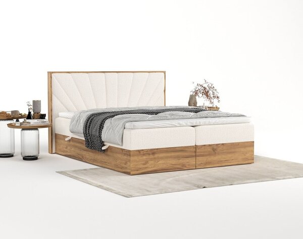 Boxspring postel s úložným prostorem v krémovo-přírodní barvě 140x200 cm Asahi – Maison de Rêve