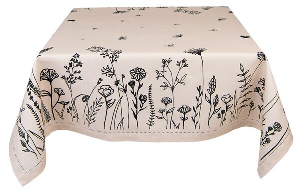 Béžový bavlněný ubrus s květinami Flora And Fauna - 130*180 cm - Clayre & Eef