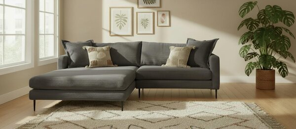 ROHOVÁ SEDAČKA, textil, barvy grafitu P & B - Sedací soupravy, Online Only