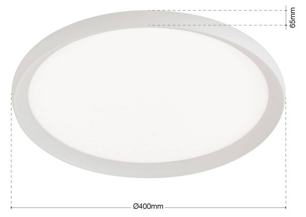 ORION LED stropní svítidlo Kant, Ø 40 cm, bílé, kov/plast, stmívatelný, Bílá / opál, Obývací pokoj / jídelna, Hliník, Moderní