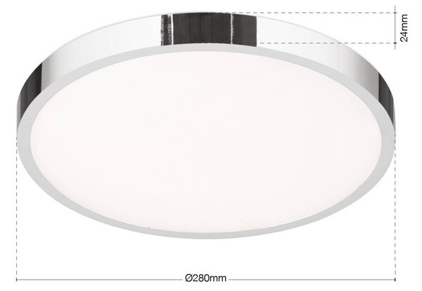 ORION LED stropní svítidlo Disc, chromová barva, Ø 28 cm, kov, stmívatelný, Chrom / stříbro, Obývací pokoj / jídelna, Hliník, Moderní